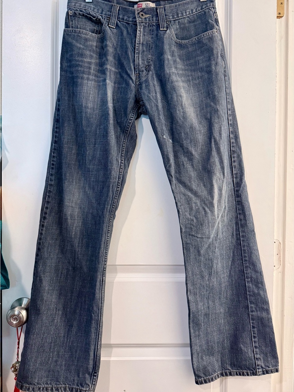 Levis 527 Mens Low Boot Cut Jeans Dark Blue Wash Denim 32x32 Cotton